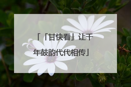 「甘快看」让千年鼓韵代代相传