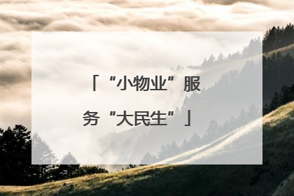 “小物业”服务“大民生”