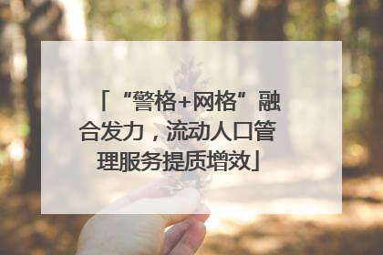 “警格+网格”融合发力，流动人口管理服务提质增效