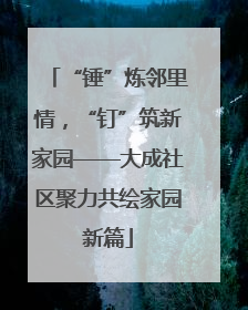 “锤”炼邻里情，“钉”筑新家园——大成社区聚力共绘家园新篇