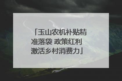 玉山农机补贴精准落袋 政策红利激活乡村消费力