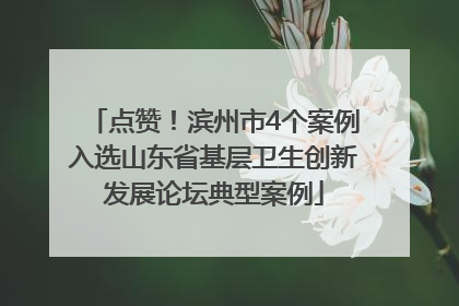 点赞！滨州市4个案例入选山东省基层卫生创新发展论坛典型案例