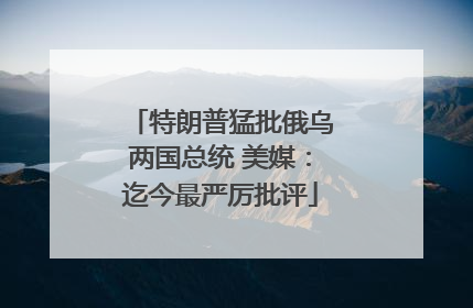 特朗普猛批俄乌两国总统 美媒：迄今最严厉批评
