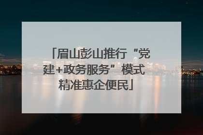 眉山彭山推行“党建+政务服务”模式 精准惠企便民