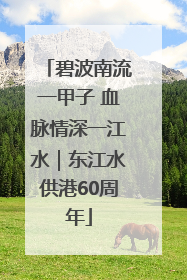 碧波南流一甲子 血脉情深一江水｜东江水供港60周年