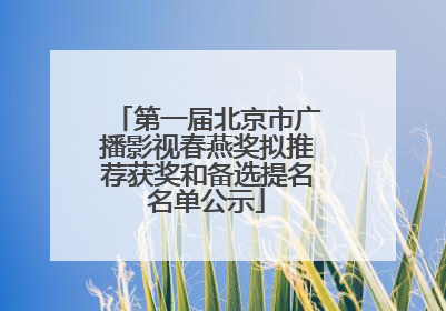 第一届北京市广播影视春燕奖拟推荐获奖和备选提名名单公示