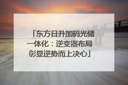 东方日升加码光储一体化：逆变器布局彰显逆势而上决心