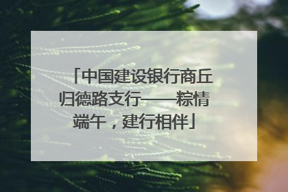 中国建设银行商丘归德路支行——粽情端午，建行相伴