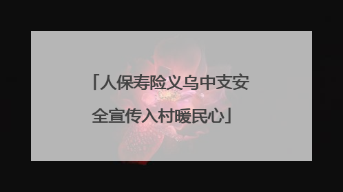 人保寿险义乌中支安全宣传入村暖民心