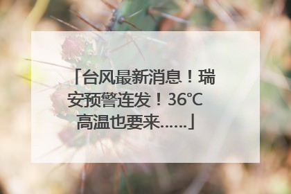 台风最新消息！瑞安预警连发！36℃高温也要来……