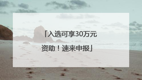 入选可享30万元资助！速来申报