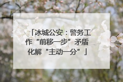 冰城公安：警务工作“前移一步”矛盾化解“主动一分”