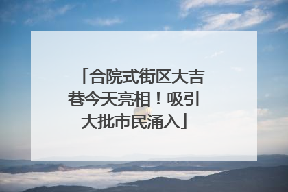 合院式街区大吉巷今天亮相！吸引大批市民涌入