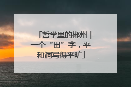哲学里的郴州｜一个“田”字，平和洞写得平旷