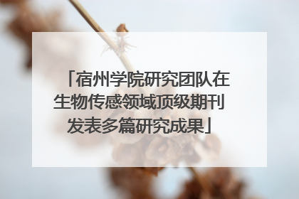 宿州学院研究团队在生物传感领域顶级期刊发表多篇研究成果
