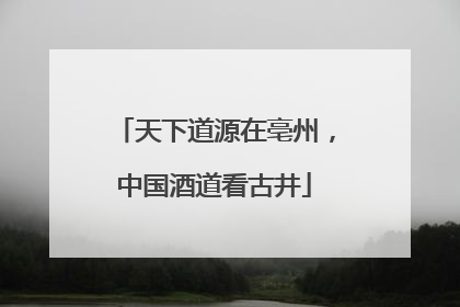天下道源在亳州，中国酒道看古井