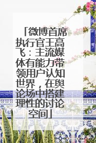 微博首席执行官王高飞：主流媒体有能力带领用户认知世界，在舆论场中搭建理性的讨论空间