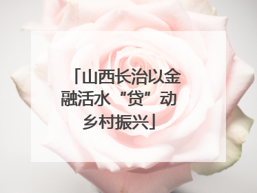 山西长治以金融活水“贷”动乡村振兴