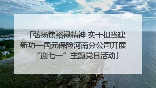弘扬焦裕禄精神 实干担当建新功—国元保险河南分公司开展“迎七一”主题党日活动