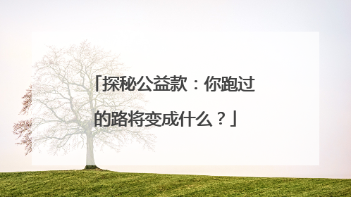 探秘公益款：你跑过的路将变成什么？
