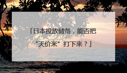 日本投放储备，能否把“天价米”打下来？