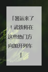 暑运来了！武铁将在这些热门方向加开列车