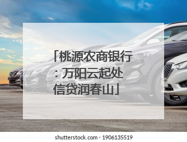 桃源农商银行：万阳云起处 信贷润春山