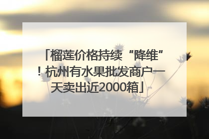 榴莲价格持续“降维”！杭州有水果批发商户一天卖出近2000箱