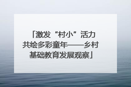 激发“村小”活力 共绘多彩童年——乡村基础教育发展观察