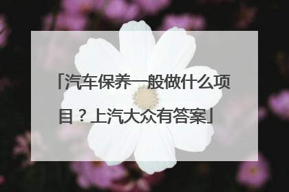 汽车保养一般做什么项目？上汽大众有答案