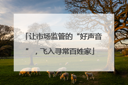 让市场监管的“好声音”，飞入寻常百姓家