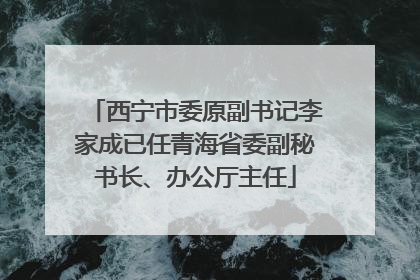西宁市委原副书记李家成已任青海省委副秘书长、办公厅主任