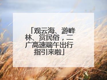 观云海、游峰林、赏民俗，二广高速端午出行指引来啦