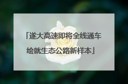 遂大高速即将全线通车 绘就生态公路新样本