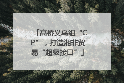 高桥义乌组“CP”，打造湘非贸易“超级接口”