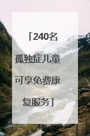 240名孤独症儿童可享免费康复服务