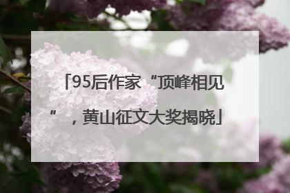 95后作家“顶峰相见”，黄山征文大奖揭晓